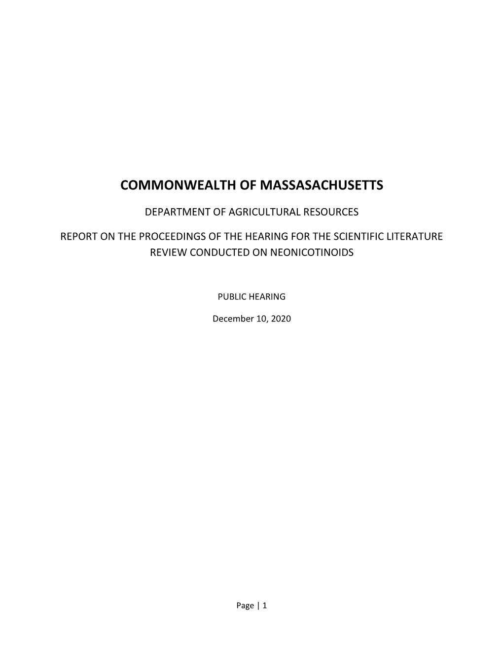 Commonwealth of Massasachusetts