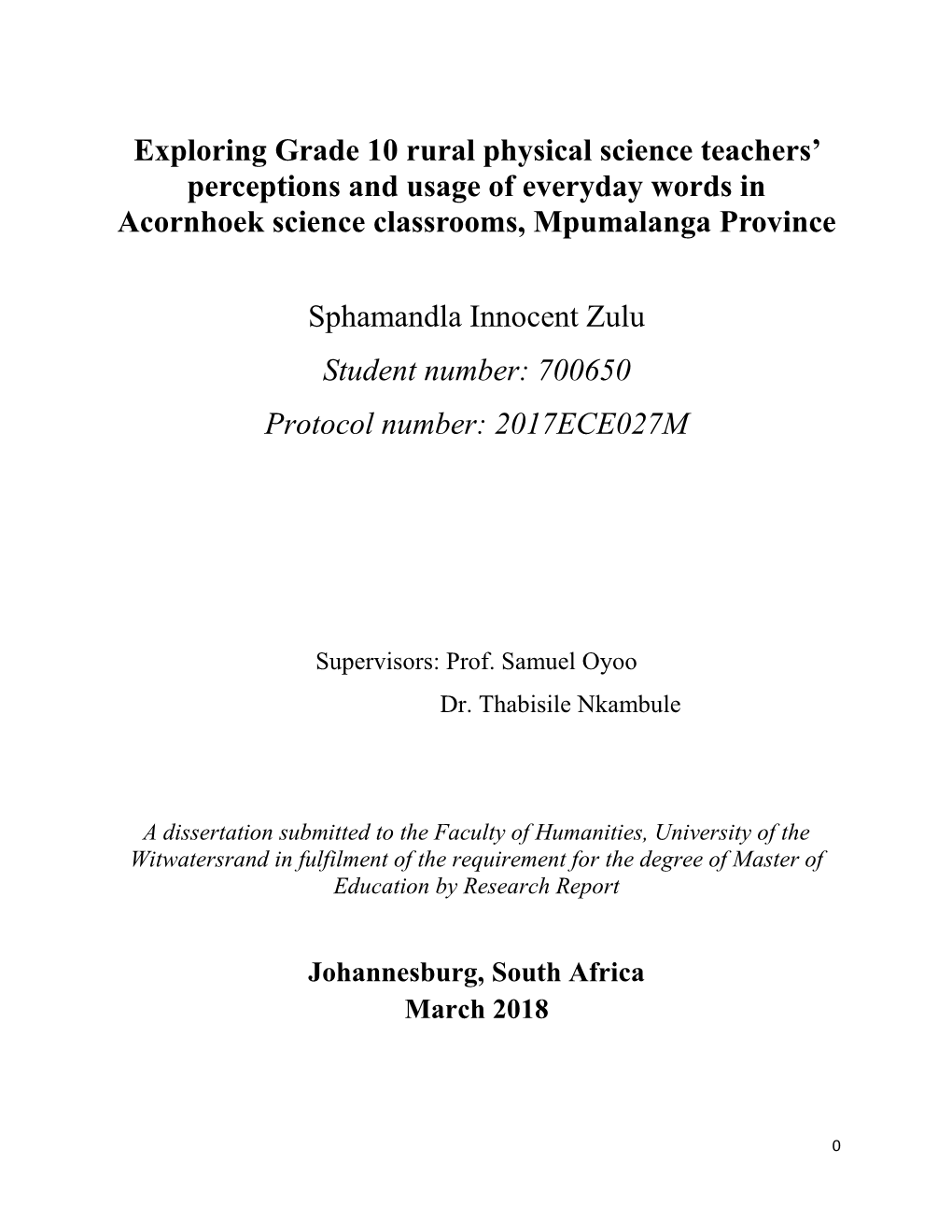 Exploring Grade 10 Rural Physical Science Teachers’ Perceptions and Usage of Everyday Words in Acornhoek Science Classrooms, Mpumalanga Province