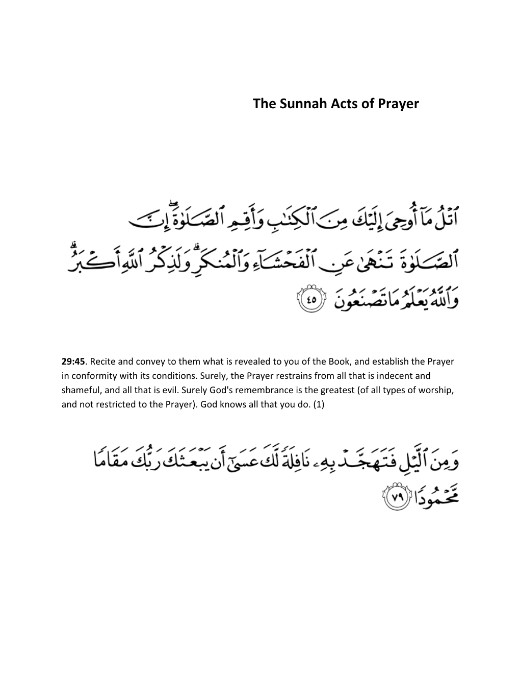 The Sunnah Acts of Prayer