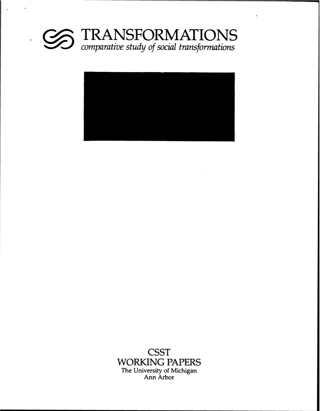 TRANSFORMATIONS B Comparative Study of Social Transformations