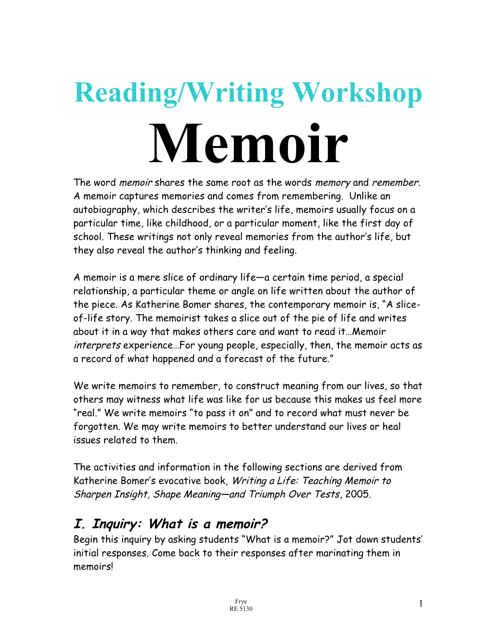 Reading/Writing Workshop s1