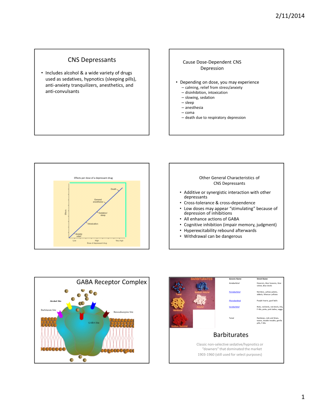 CNS Depressants GABA Receptor Complex Barbiturates