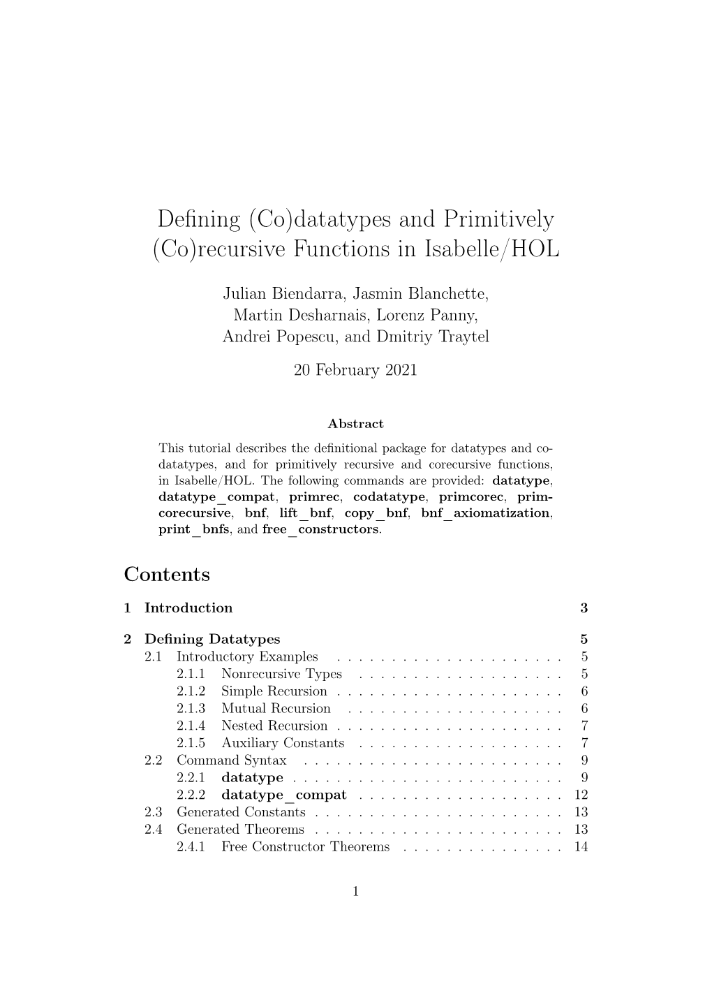 Defining (Co)Datatypes and Primitively (Co)Recursive Functions in Isabelle