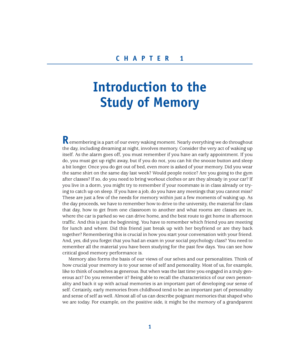 Introduction to the Study of Memory