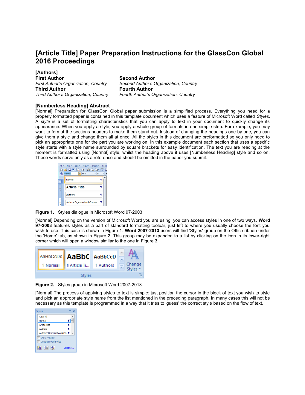 Article Title Paper Preparation Instructions for the Glasscon Global 2016 Proceedings