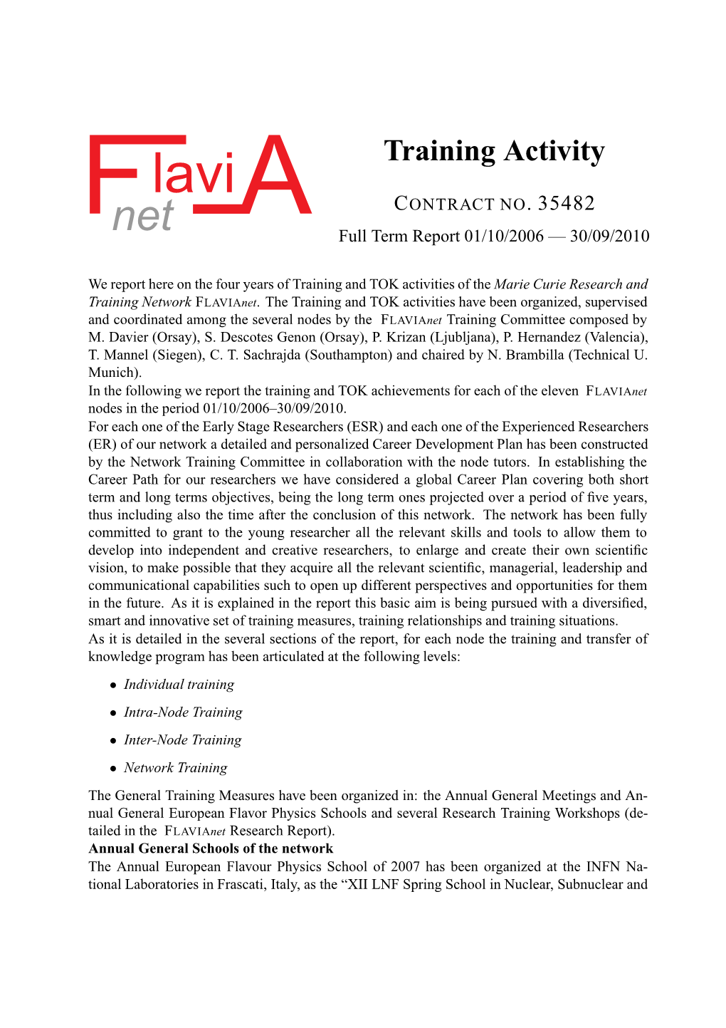 Training Activity CONTRACT NO