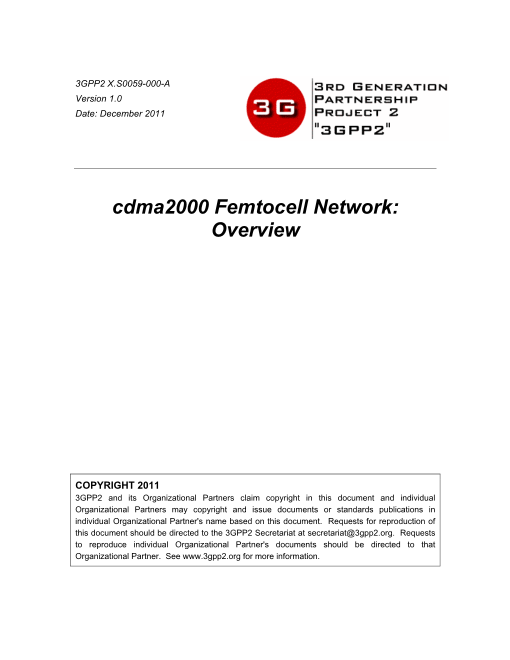 Cdma2000 Femtocell Network: Overview
