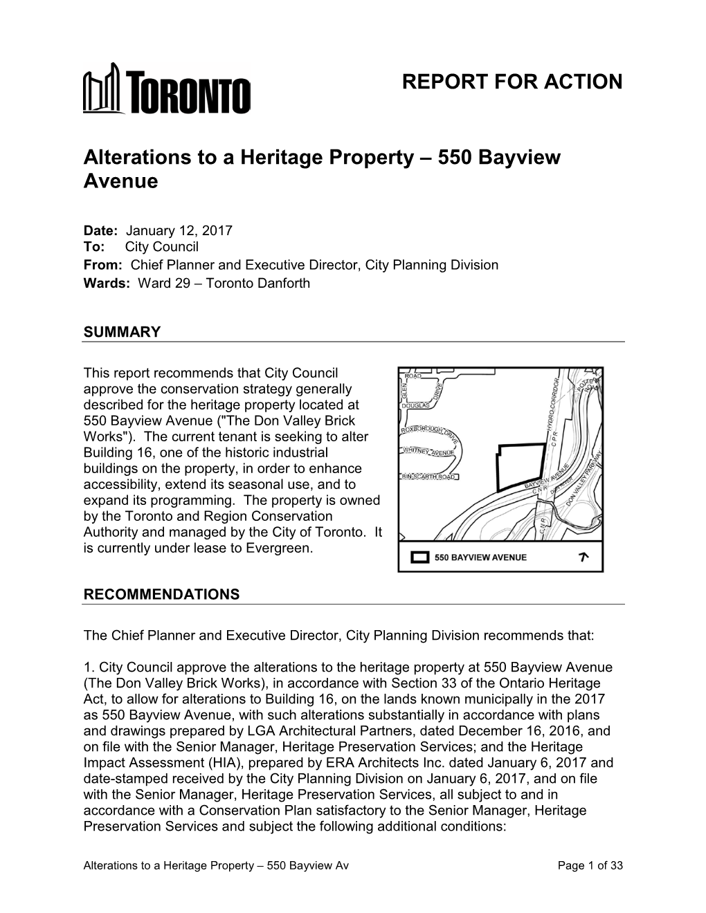 Alterations to a Heritage Property – 550 Bayview Avenue