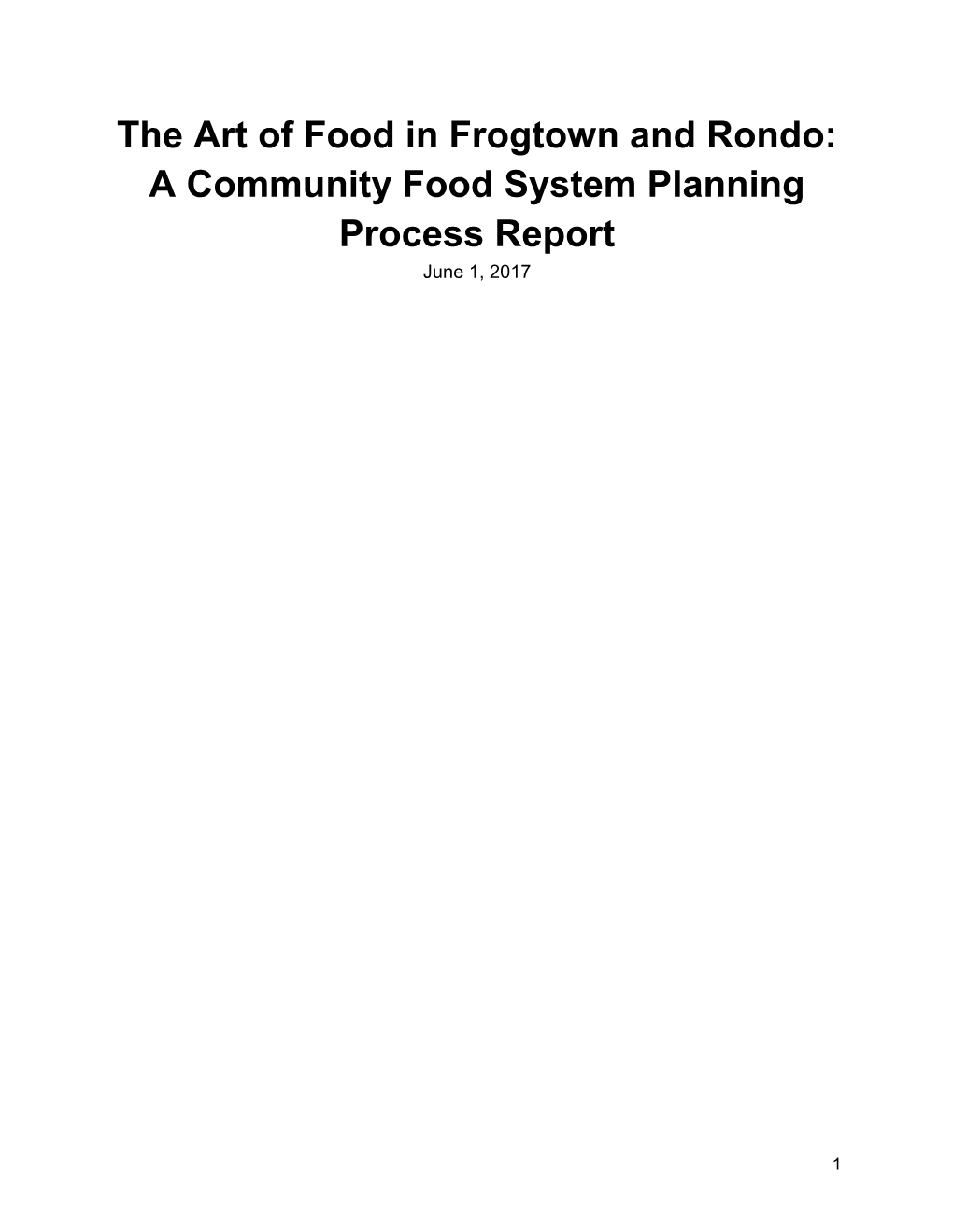 Art of Food Planning Report