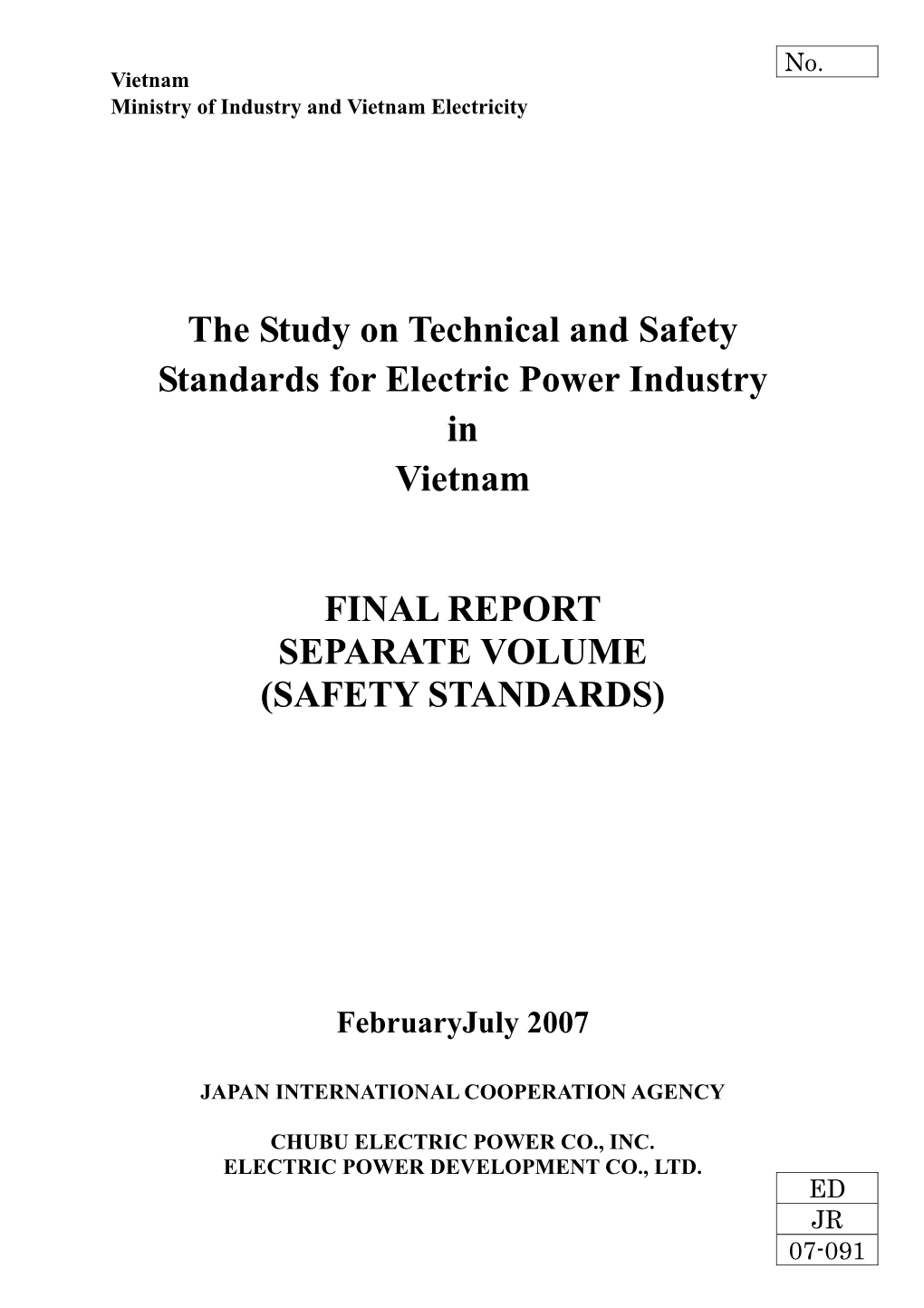 The Study on Technical and Safety Standards for Electric Power Industry in Vietnam