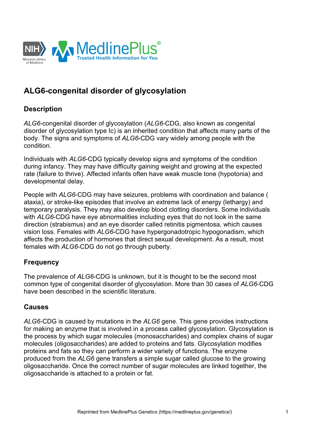 ALG6-Congenital Disorder of Glycosylation