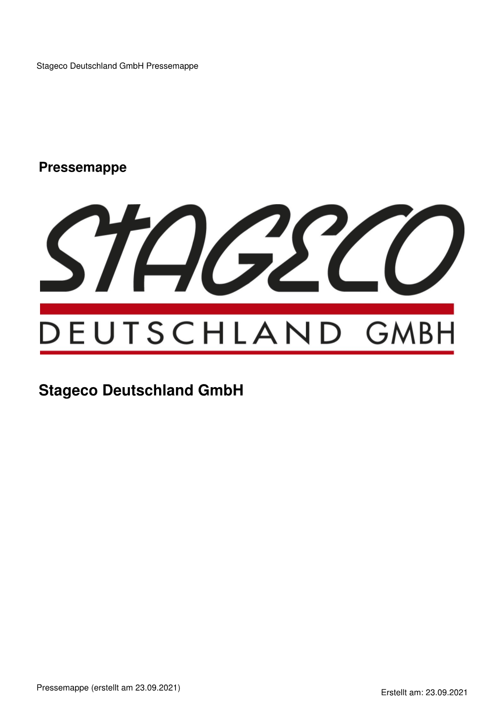 Stageco Deutschland Gmbh Pressemappe