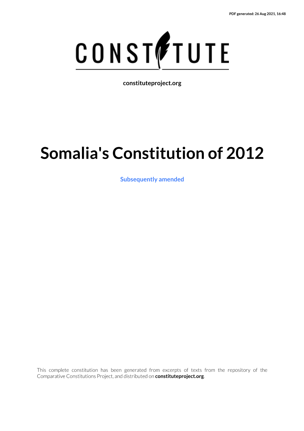 Somalia's Constitution of 2012