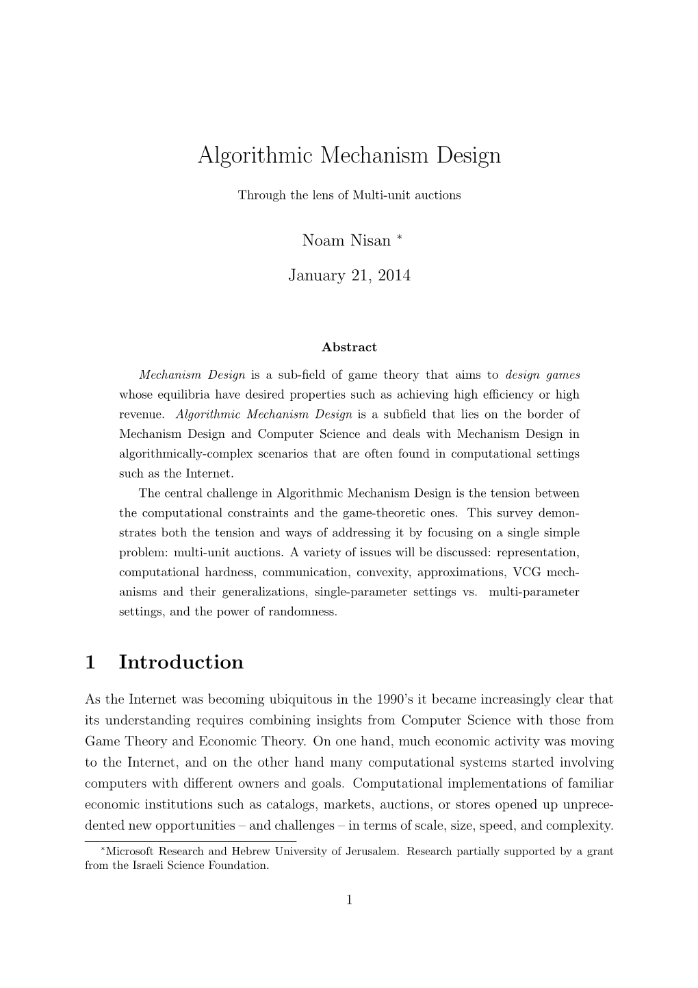 Algorithmic Mechanism Design