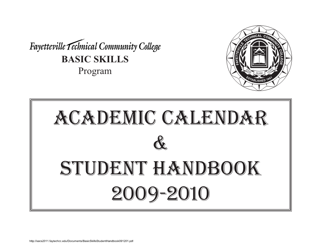 Academic Calendar & Student Handbook 2009-2010