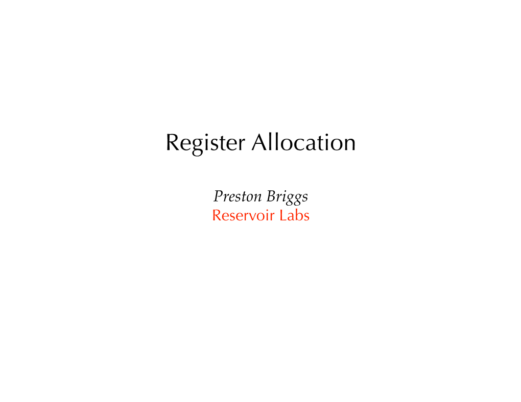 Register Allocation