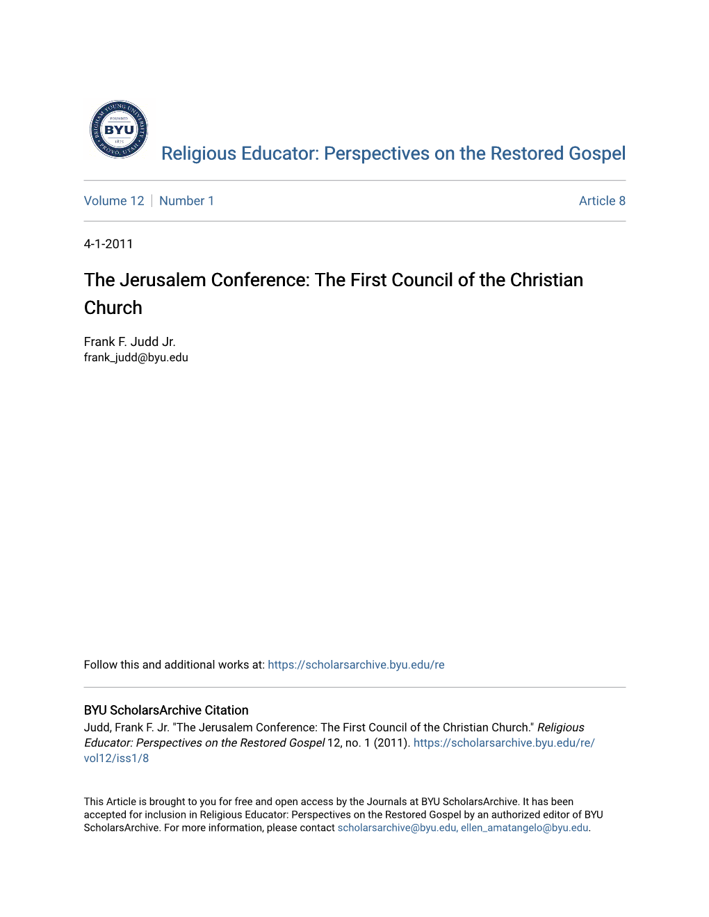 The Jerusalem Conference: the First Council of the Christian Church