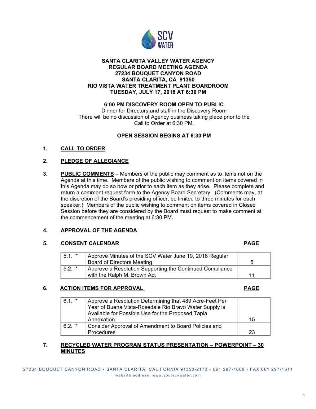 SCV Water Board Packet