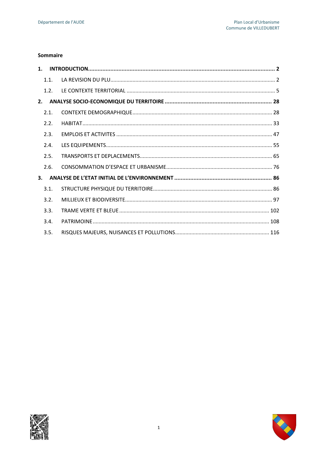 Rapport De Présentation PLU Villedubert De 2007