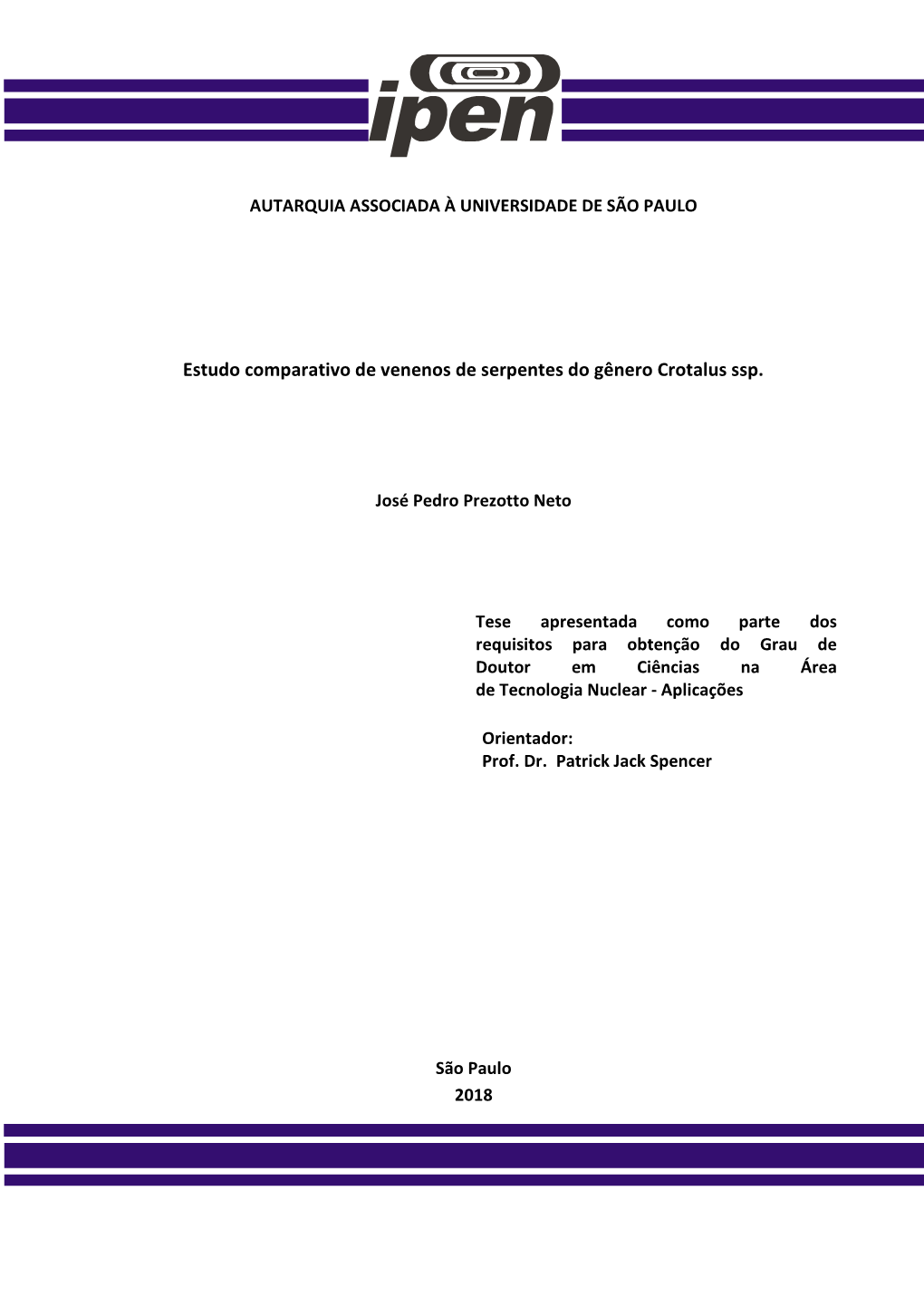 Estudo Comparativo De Venenos De Serpentes Do Gênero Crotalus Ssp