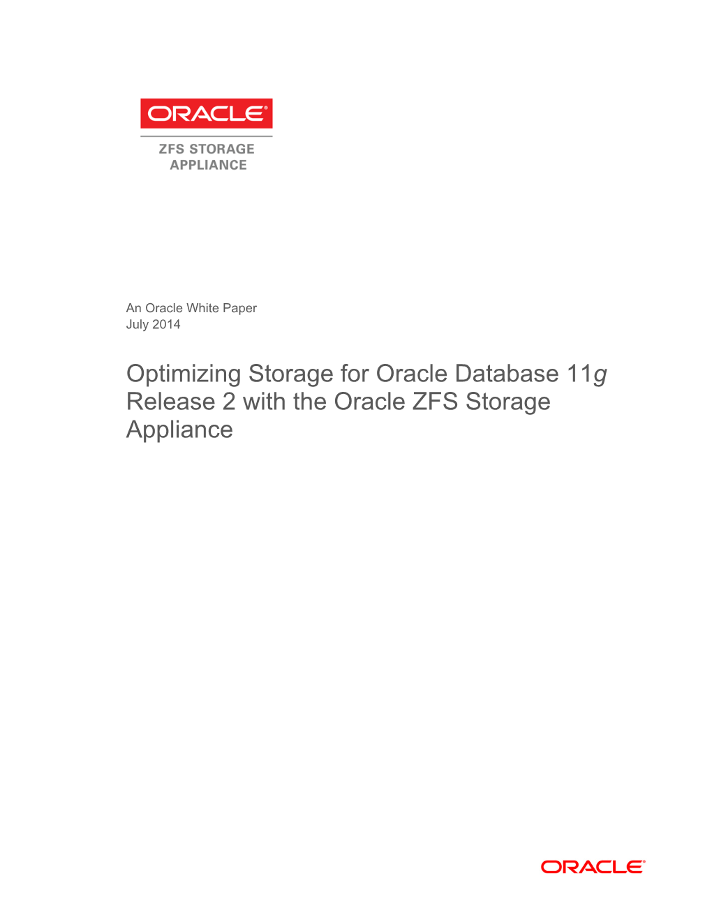 Oracle Database 11G Release 2 and Oracle ZFS Storage Appliance