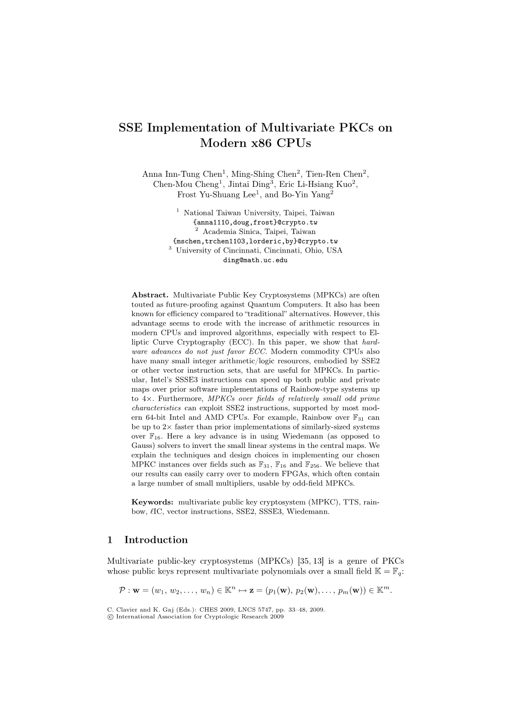 SSE Implementation of Multivariate Pkcs on Modern X86 Cpus