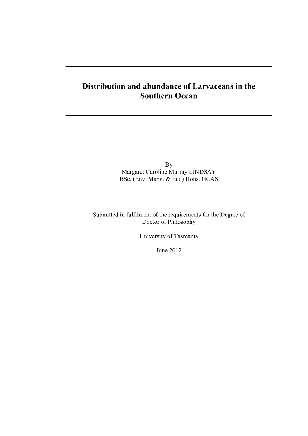 Distribution and Abundance of Larvaceans in the Southern Ocean