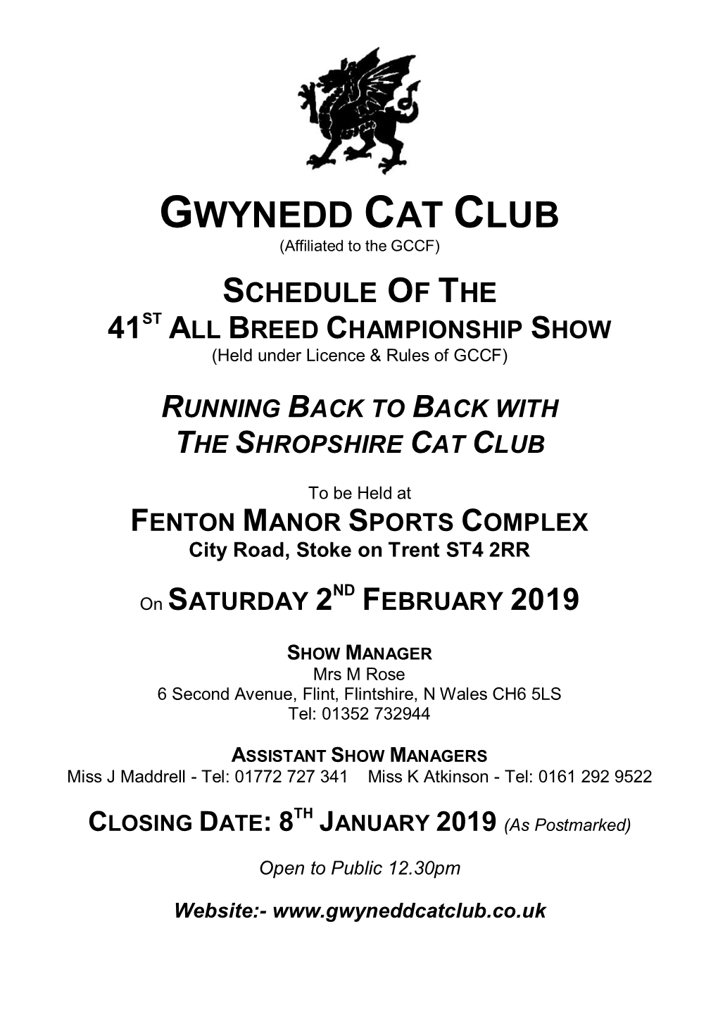 GWYNEDD CAT CLUB (Affiliated to the GCCF)