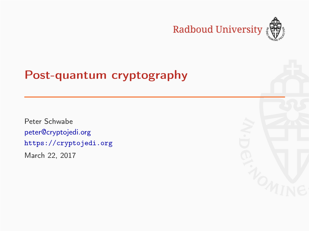 Post-Quantum Cryptography