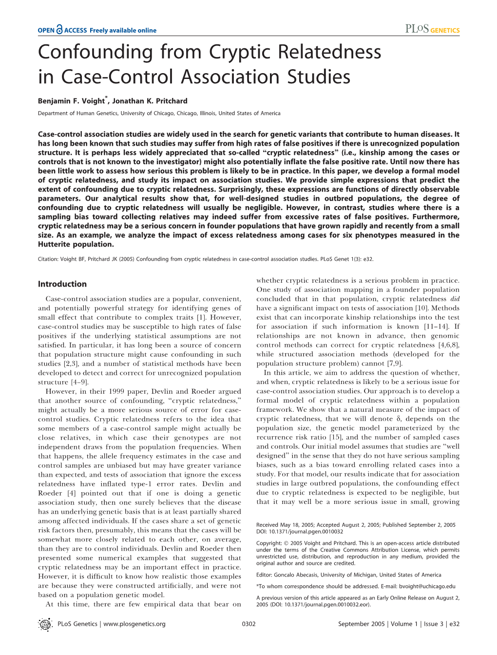 Confounding from Cryptic Relatedness in Case-Control Association Studies