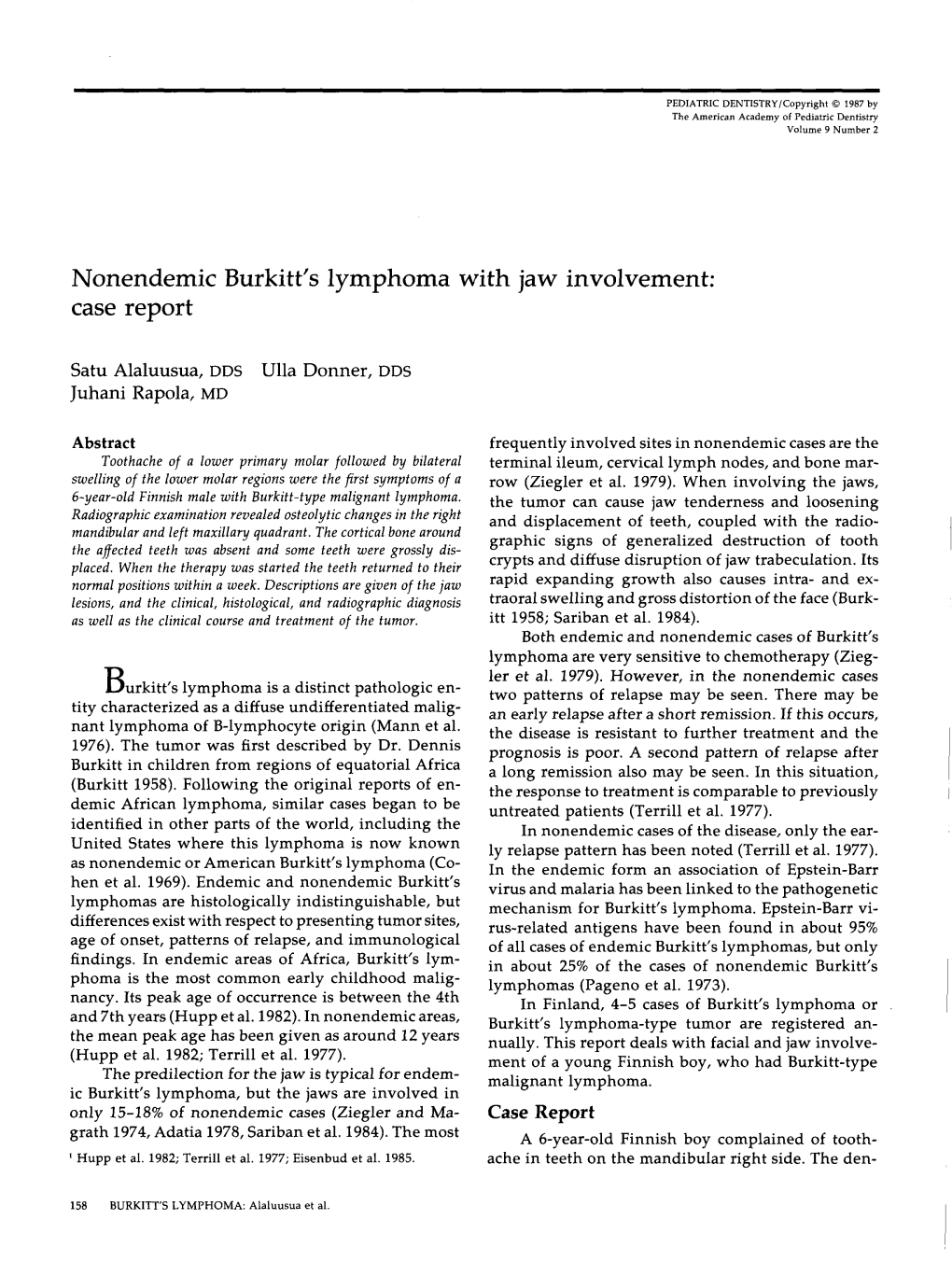 Nonendemic Burkitt's Lymphoma with Jaw Involvement