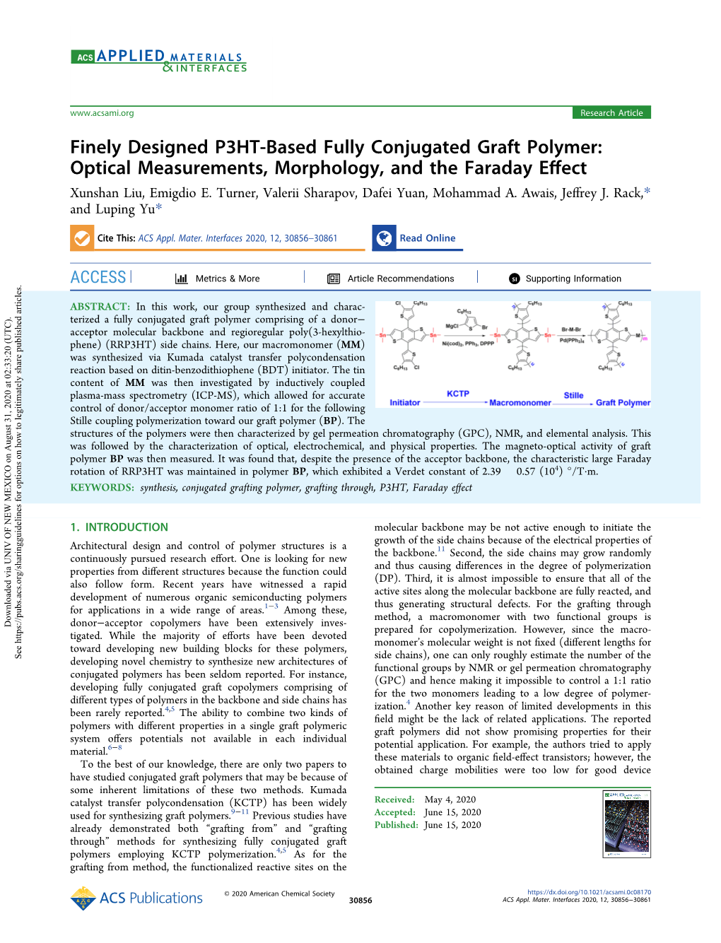 Optical Measurements, Morphology, and the Faraday Eﬀect Xunshan Liu, Emigdio E