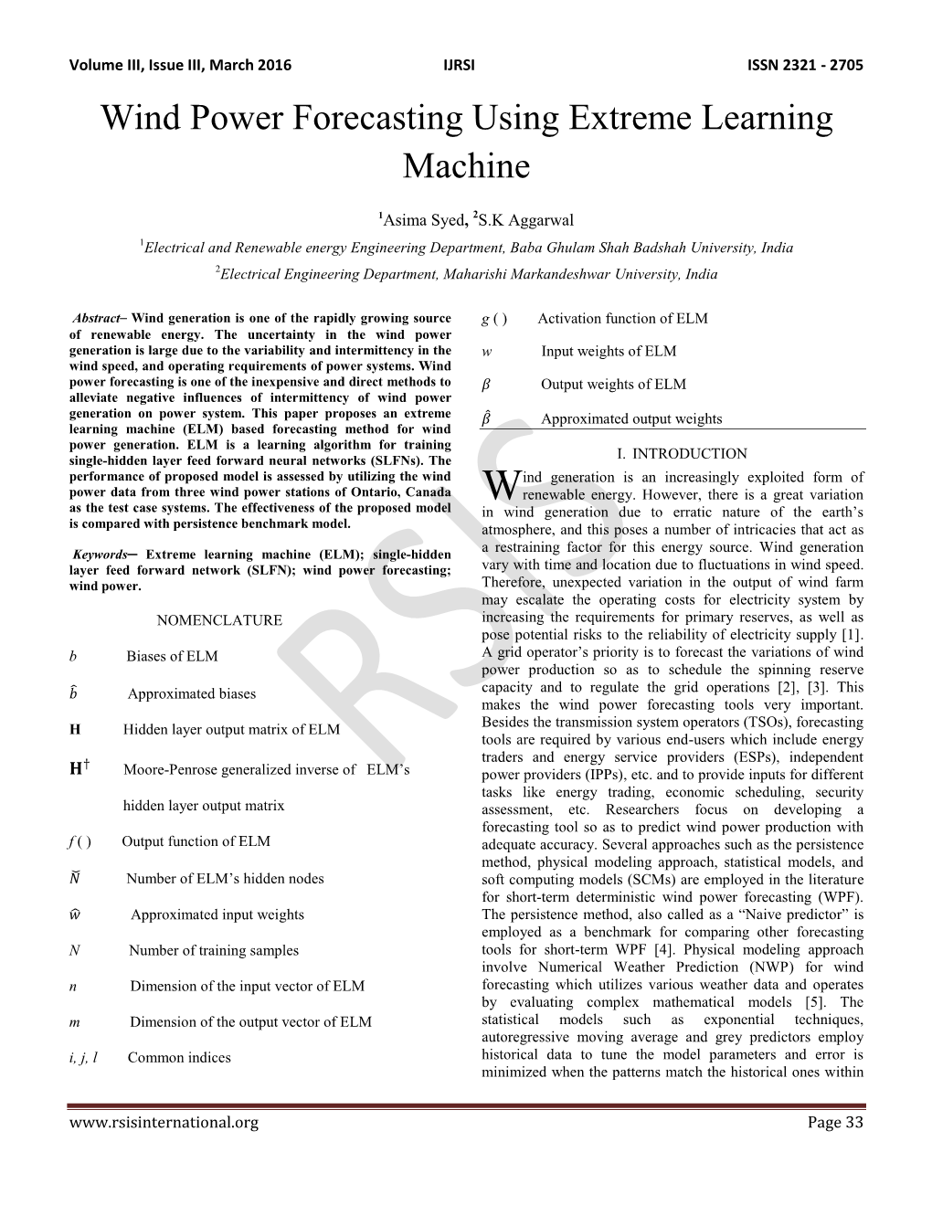 Wind Power Forecasting Using Extreme Learning Machine