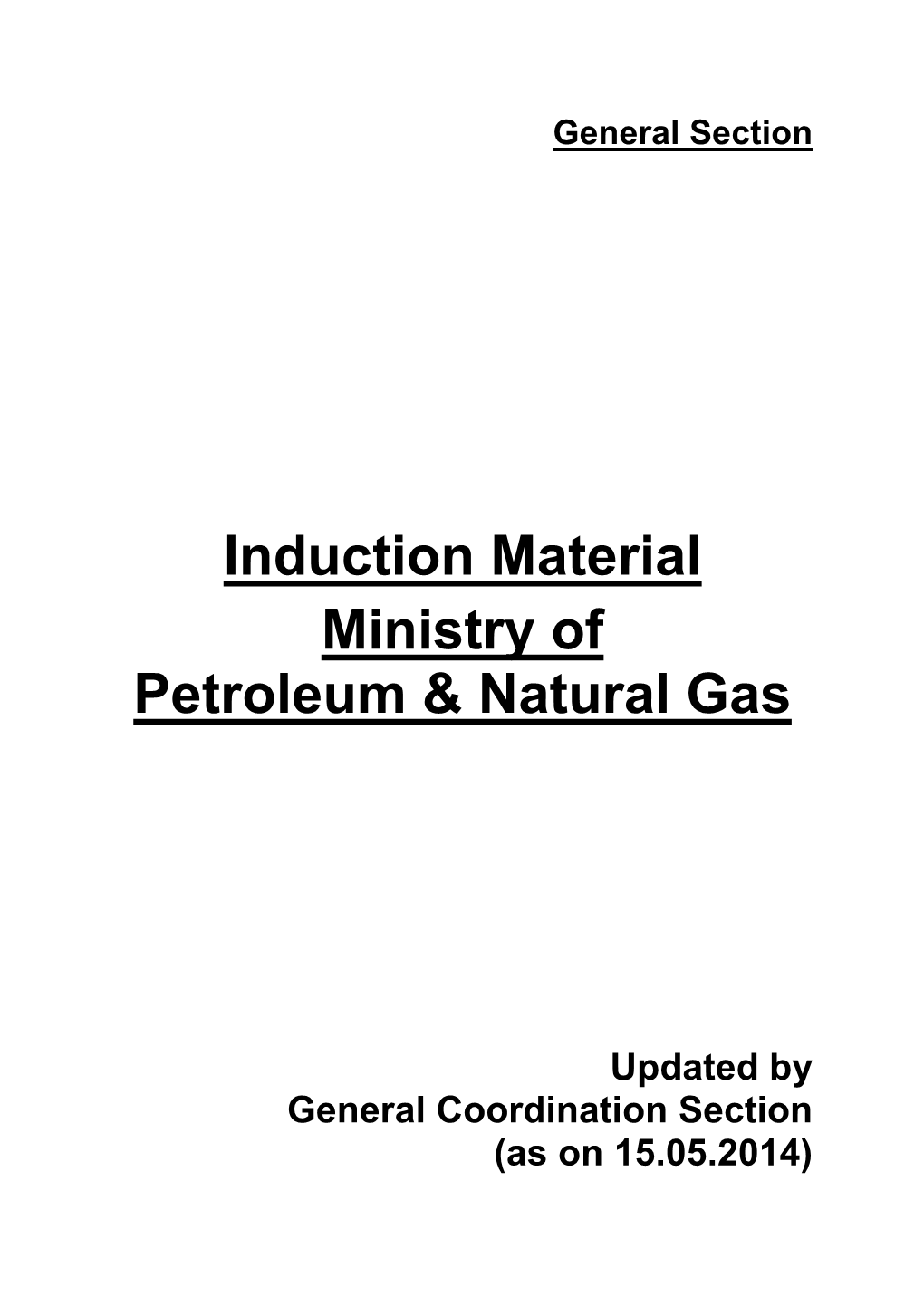 Induction Material Ministry of Petroleum & Natural