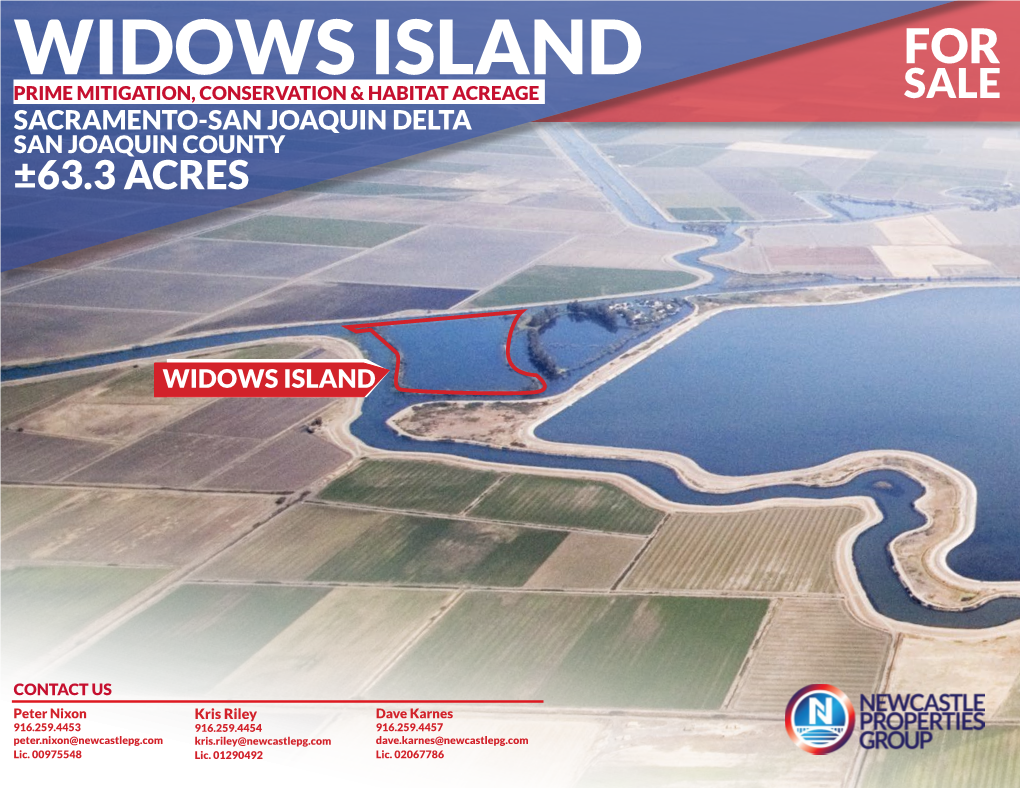 Widows Island for Prime Mitigation, Conservation & Habitat Acreage Sale Sacramento-San Joaquin Delta San Joaquin County ±63.3 Acres