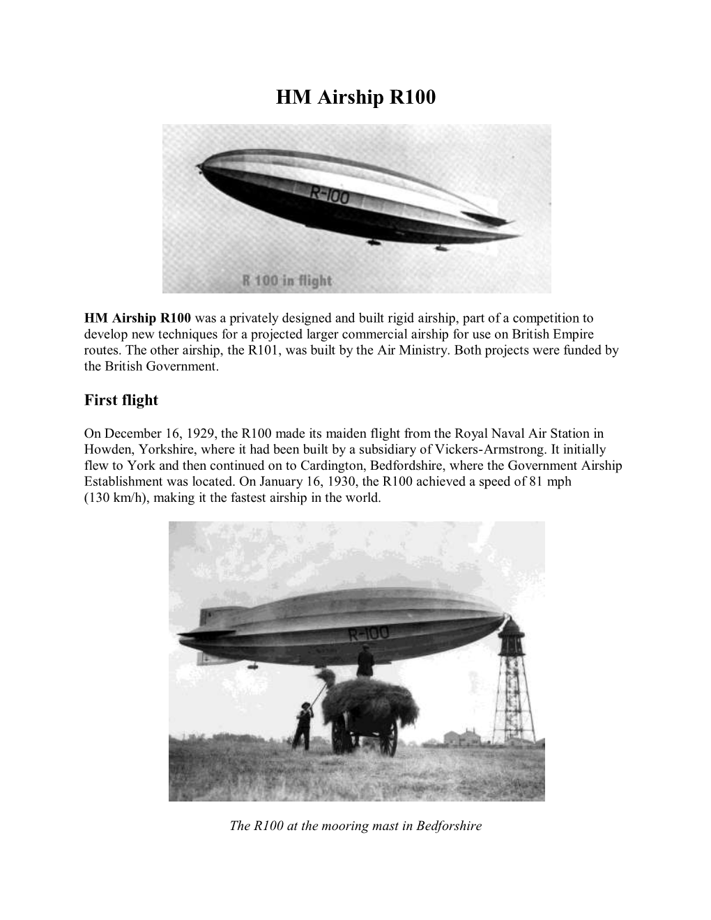 HM Airship R100