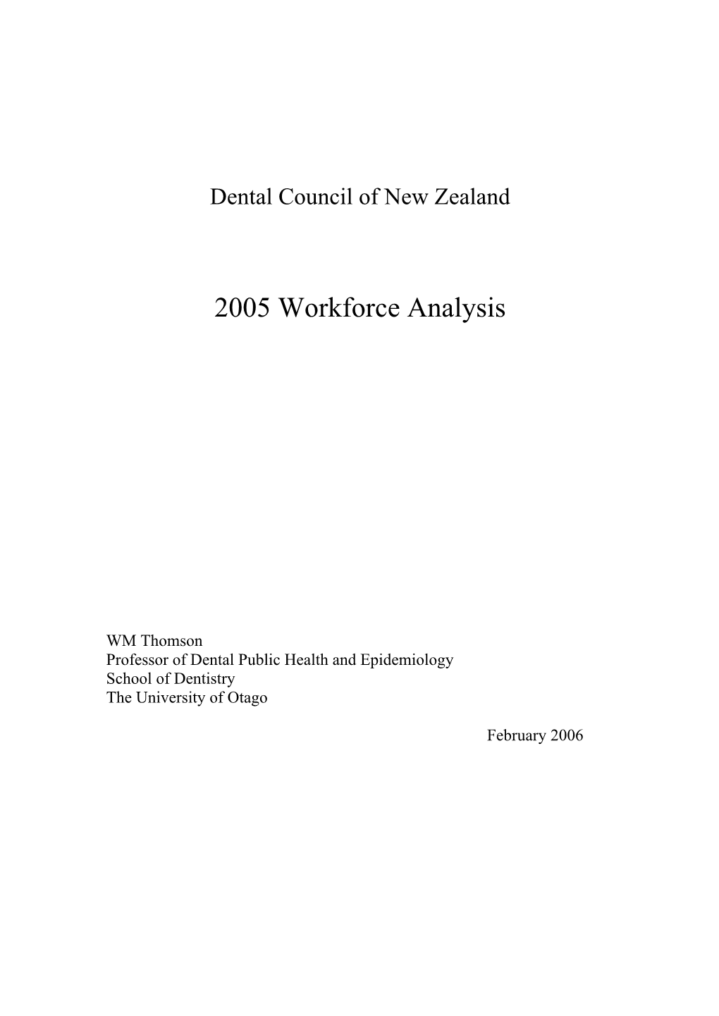 2005 Workforce Analysis