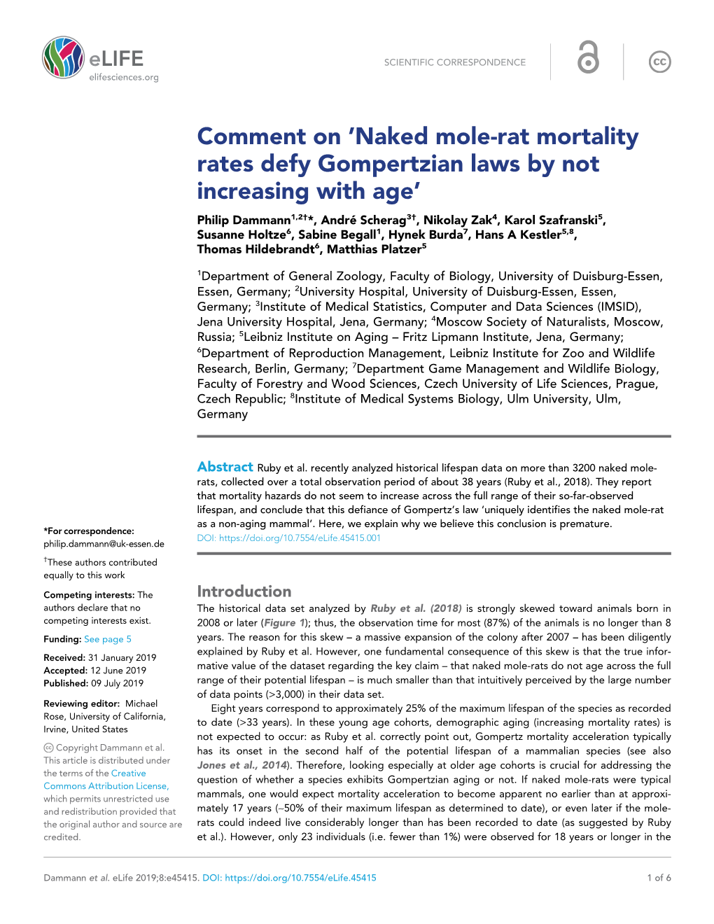 Naked Mole-Rat Mortality Rates Defy Gompertzian Laws by Not Increasing