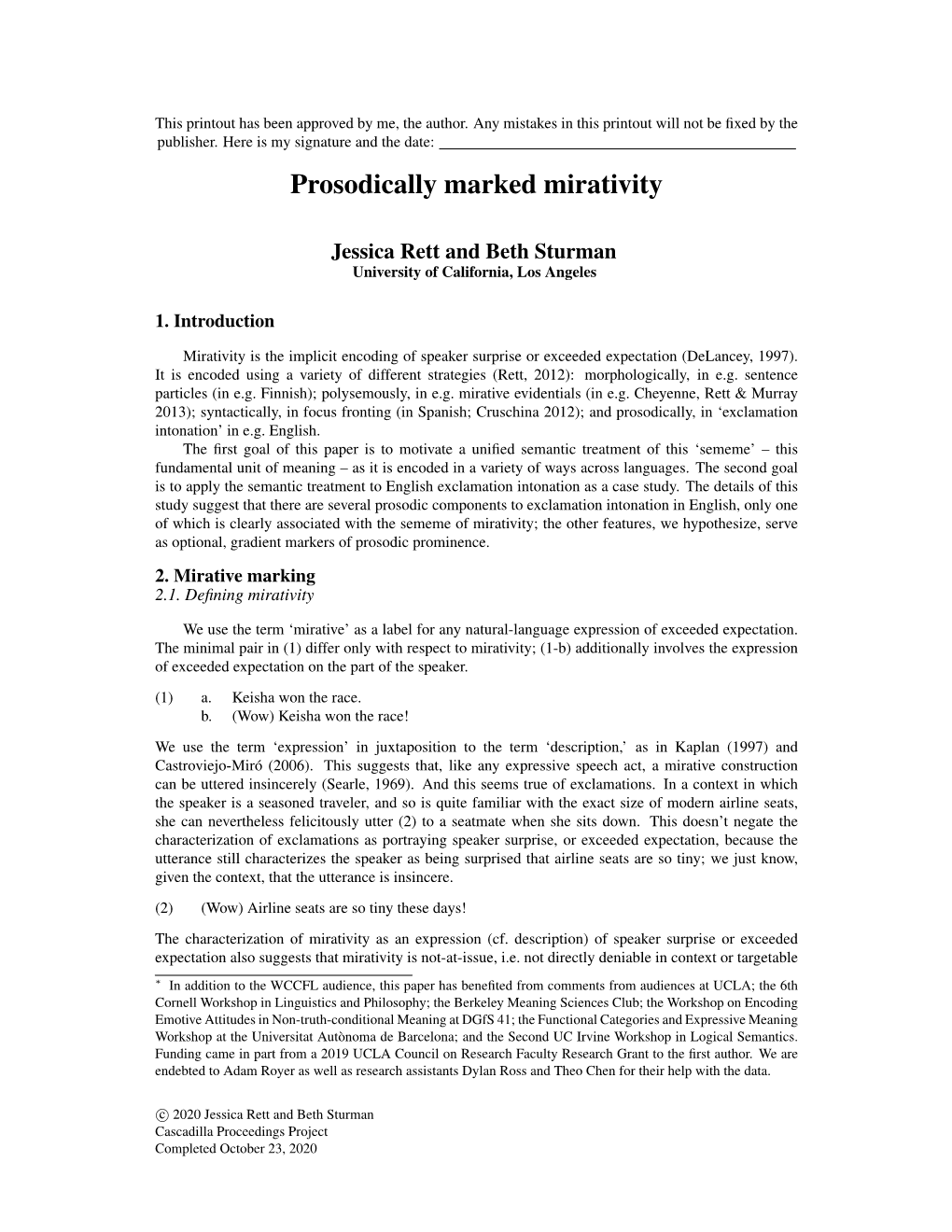 Prosodically Marked Mirativity