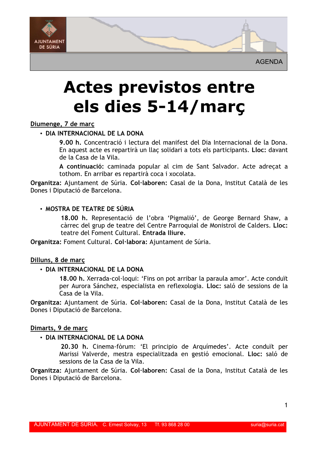 Nota Ajuntament De Súria (Agenda)