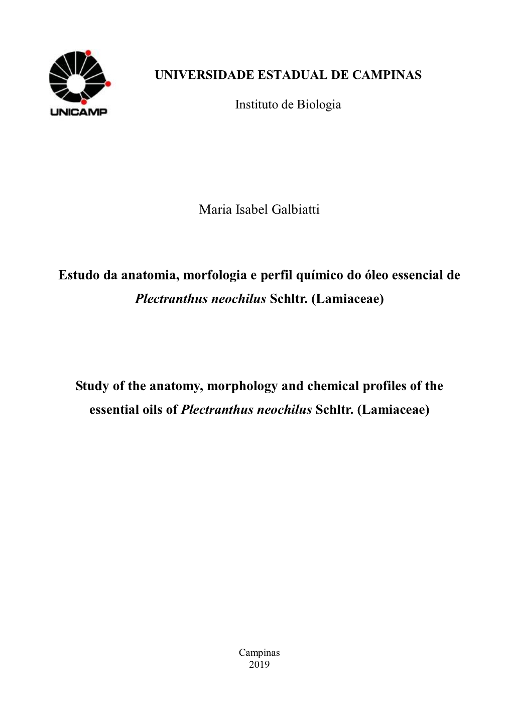 Maria Isabel Galbiatti Estudo Da Anatomia, Morfologia E Perfil