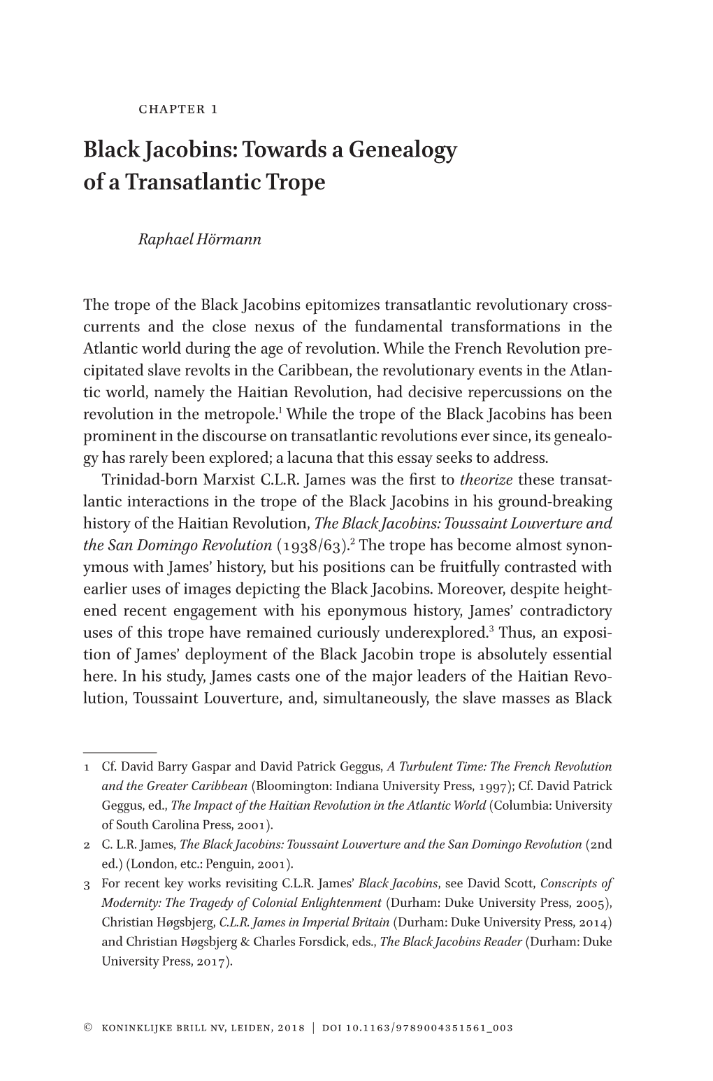 Black Jacobins: Towards a Genealogy of a Transatlantic Trope