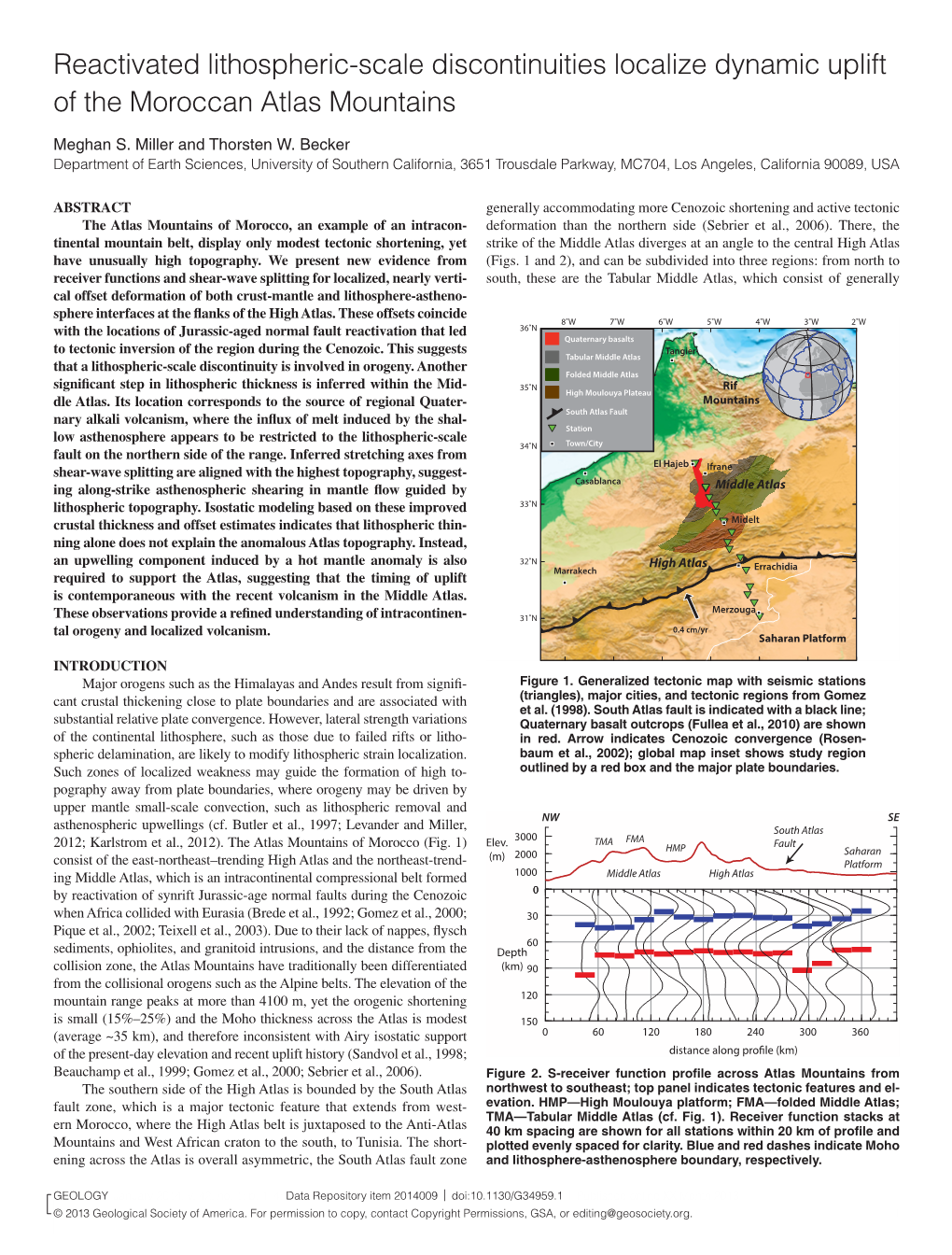 Reactivated Lithospheric-Scale Discontinuities Localize Dynamic Uplift of the Moroccan Atlas Mountains