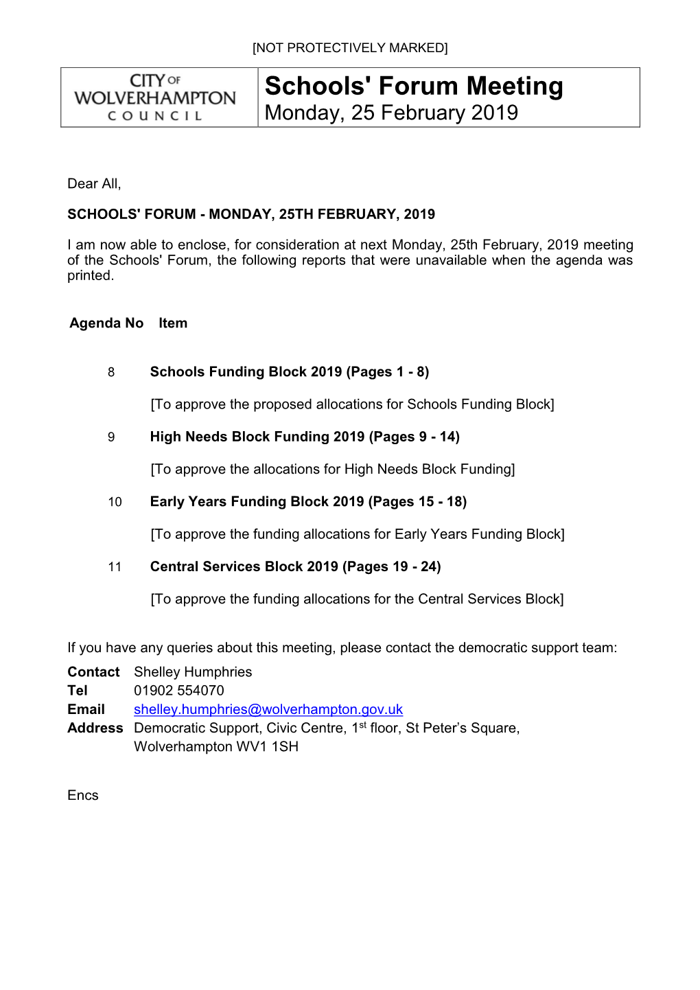 Schools' Forum 25 February 2019