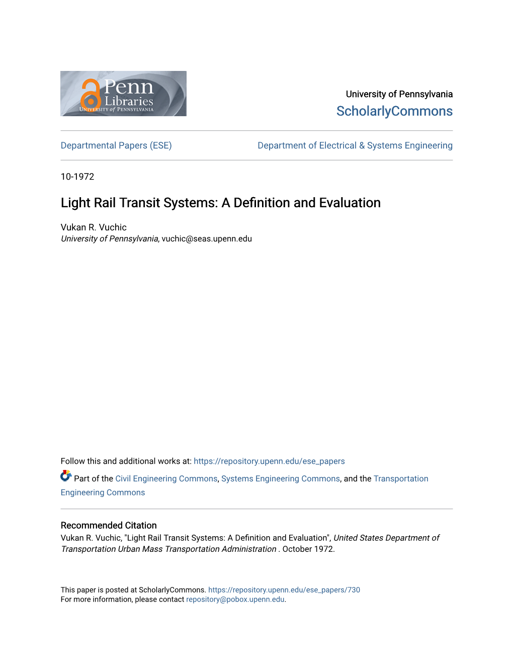 Light Rail Transit Systems: a Definition and Ve Aluation