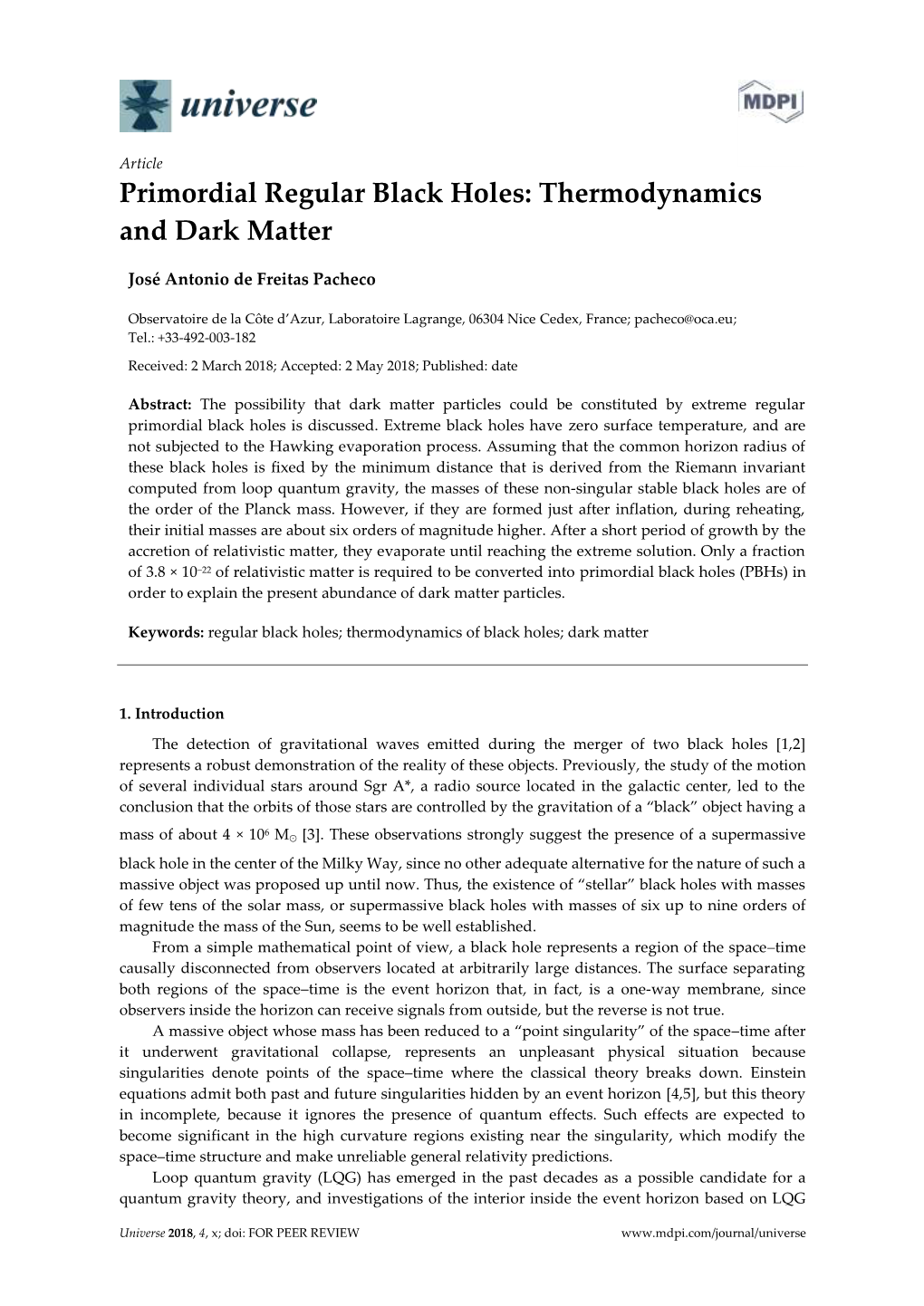 Primordial Regular Black Holes: Thermodynamics and Dark Matter