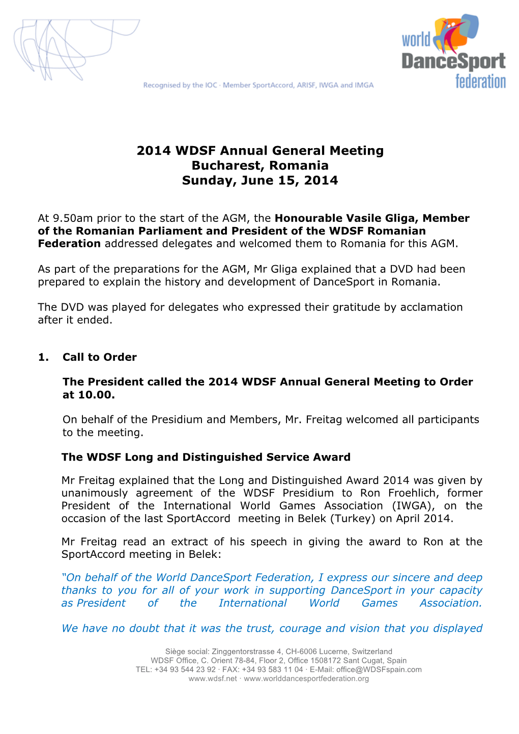 2014 WDSF Annual General Meeting Minutes