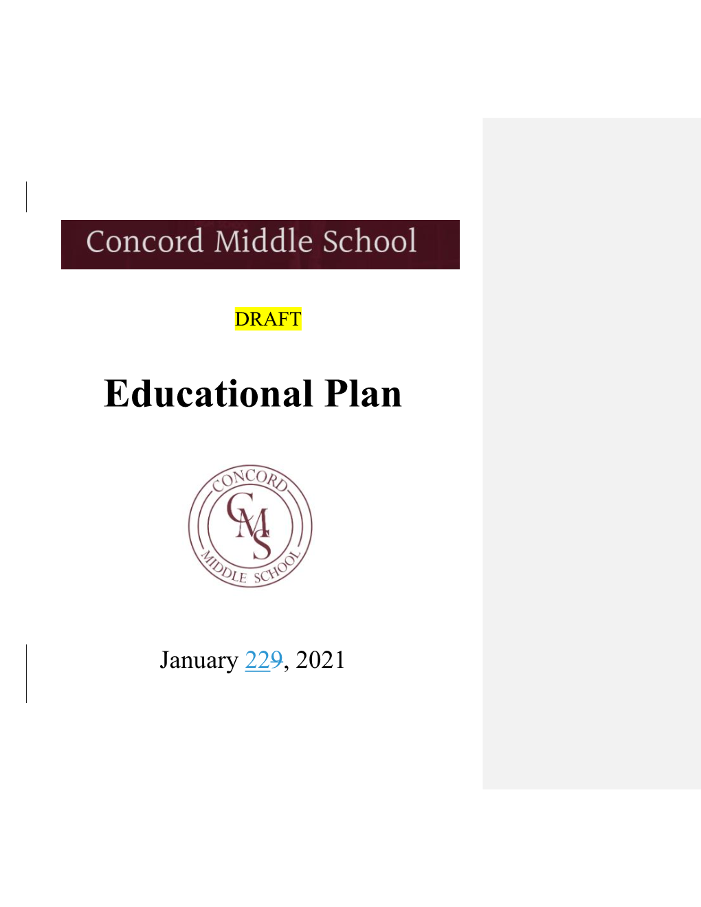 Concord Middle School Educational Plan