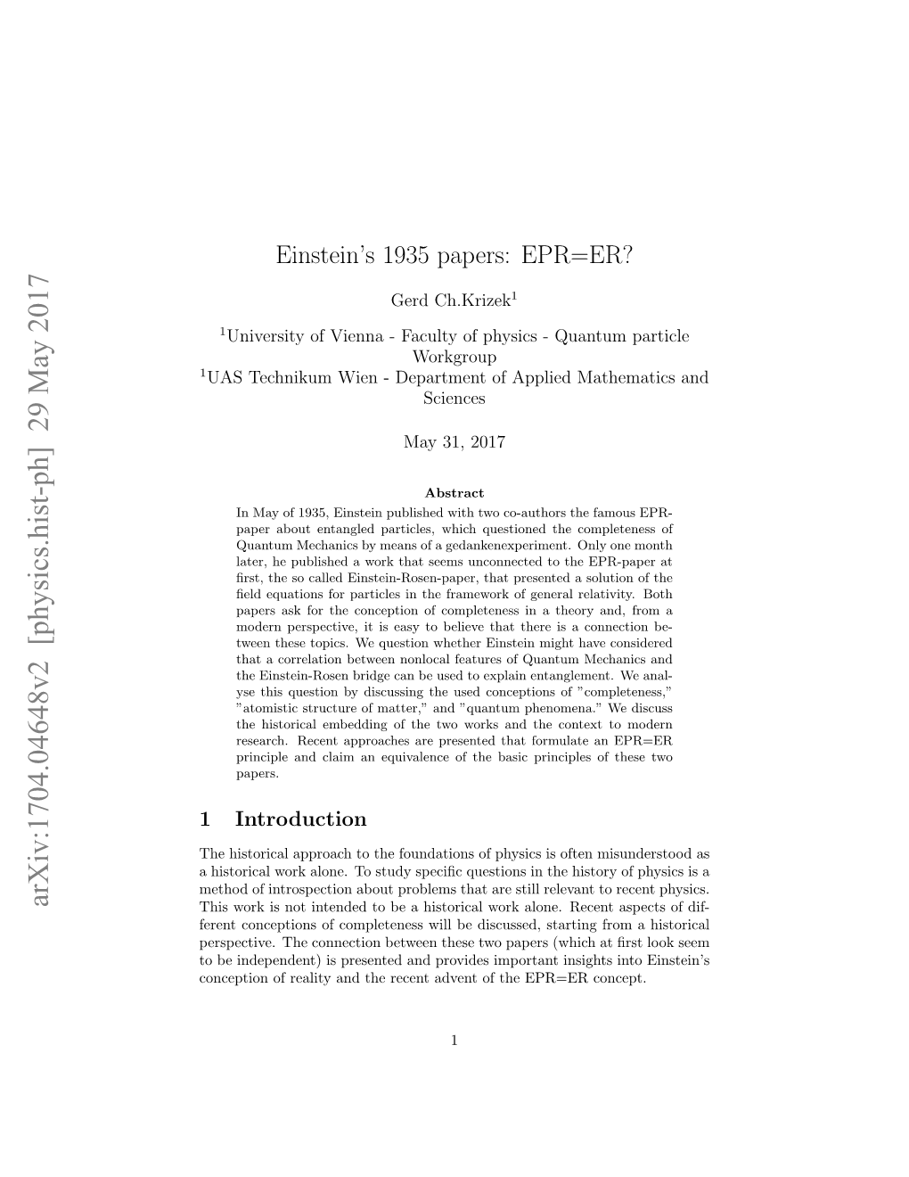 Einstein's 1935 Papers: EPR=