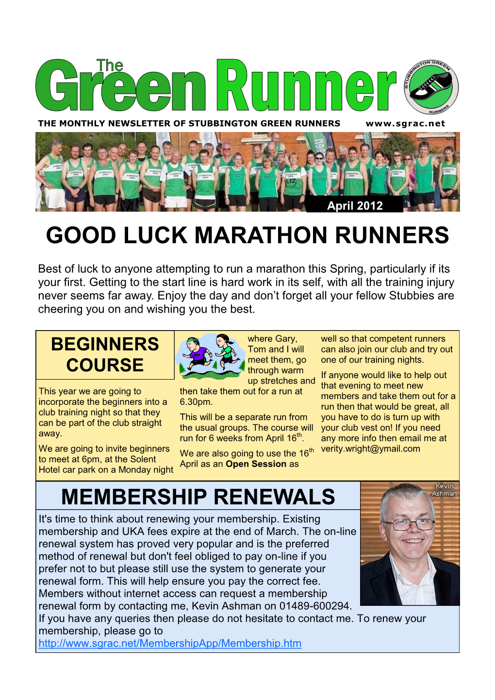 Good Luck Marathon Runners